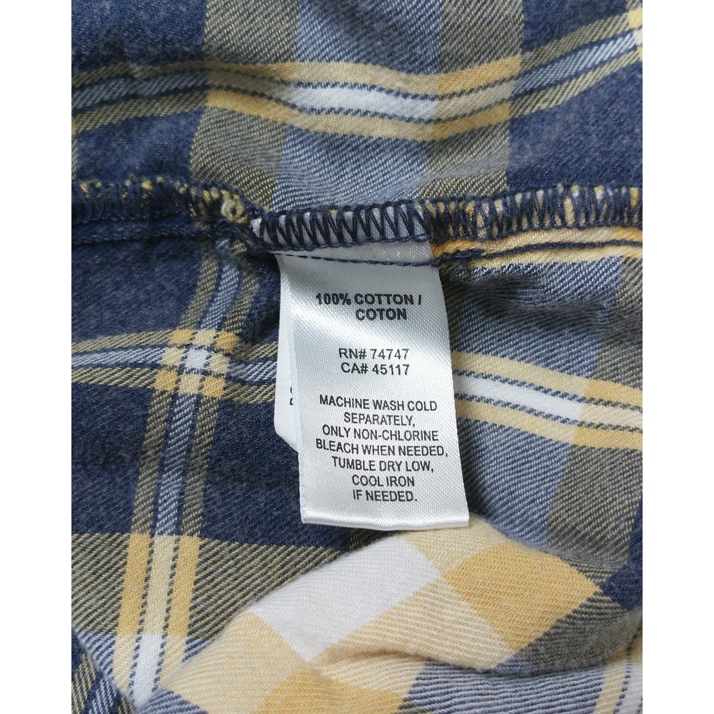 Natural Reflections Flannel Shirt Navy Blue Yellow Plaid Button Down XL Womens - Picture 10 of 10